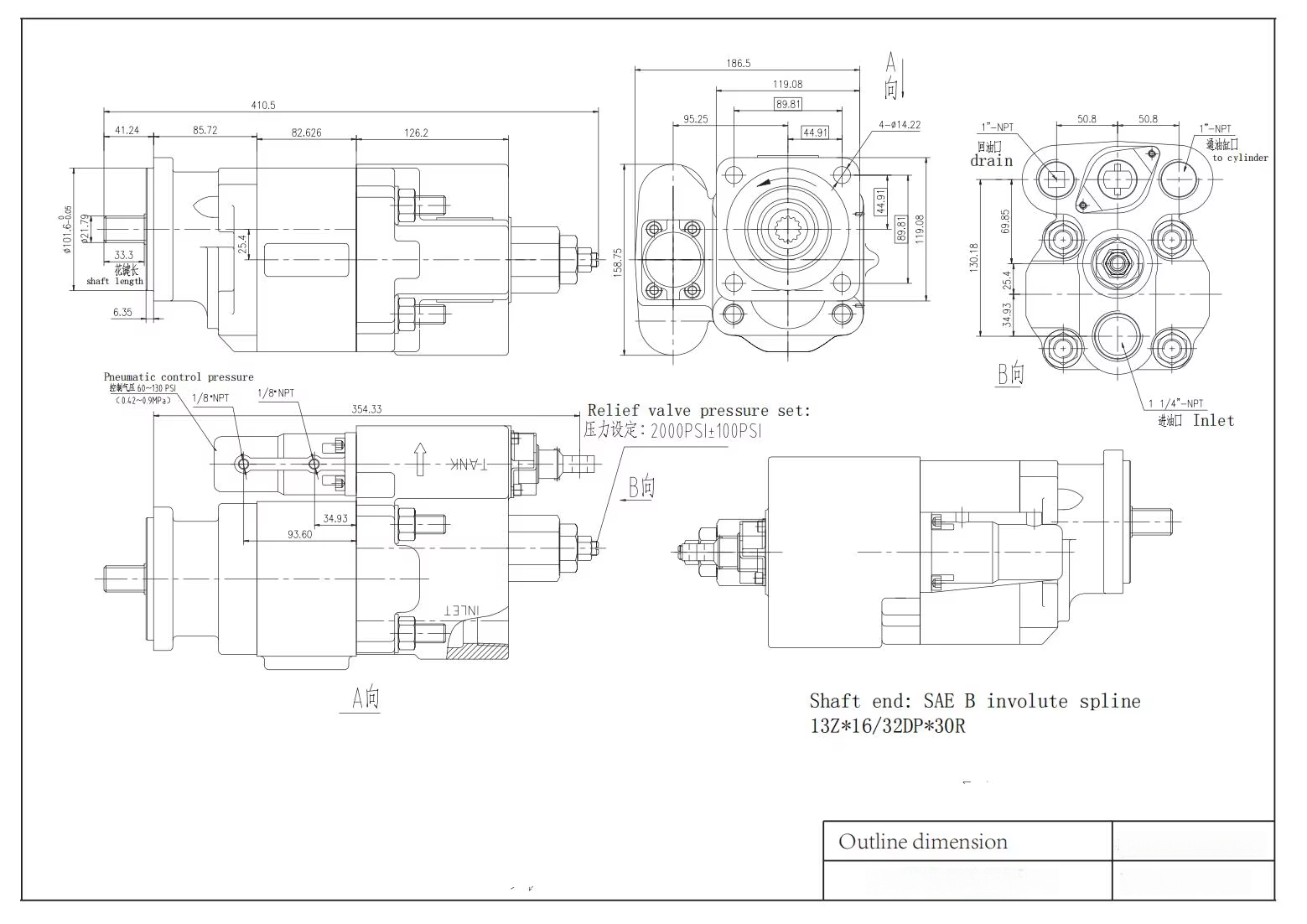 C101 C102 Tipping Dump Pump Hydraulic Gear Pump Single Stage 30HP for Heavy Duty Trucks 32