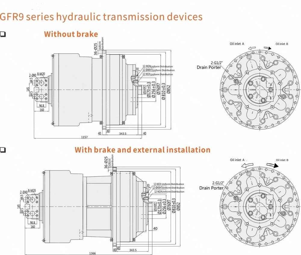 GFR Planetary Gearbox High Torque Hydraulic Gear Reducer for Mobile Machinery 9
